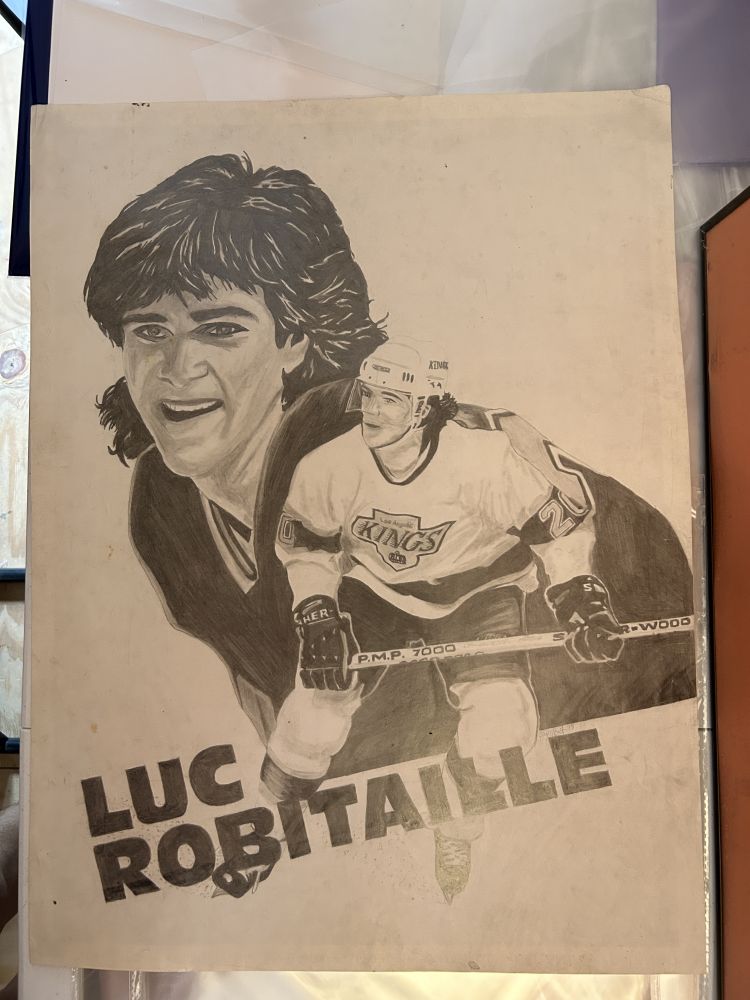 Luc Robitaille Signed Hand Drawn Poster 18x24 Near Mint