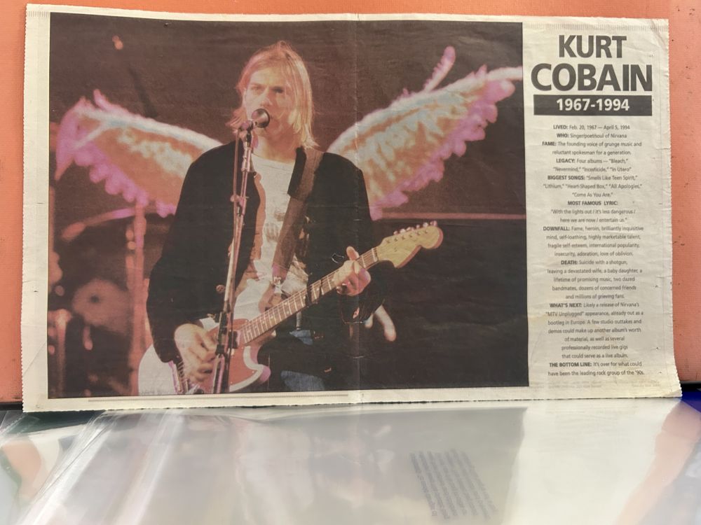Kurt Cobain 1994 Memorial Newspaper Page Mint