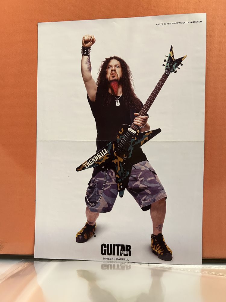Dimebag Darrell Guitar World Pin-Up Poster 11x16 VG