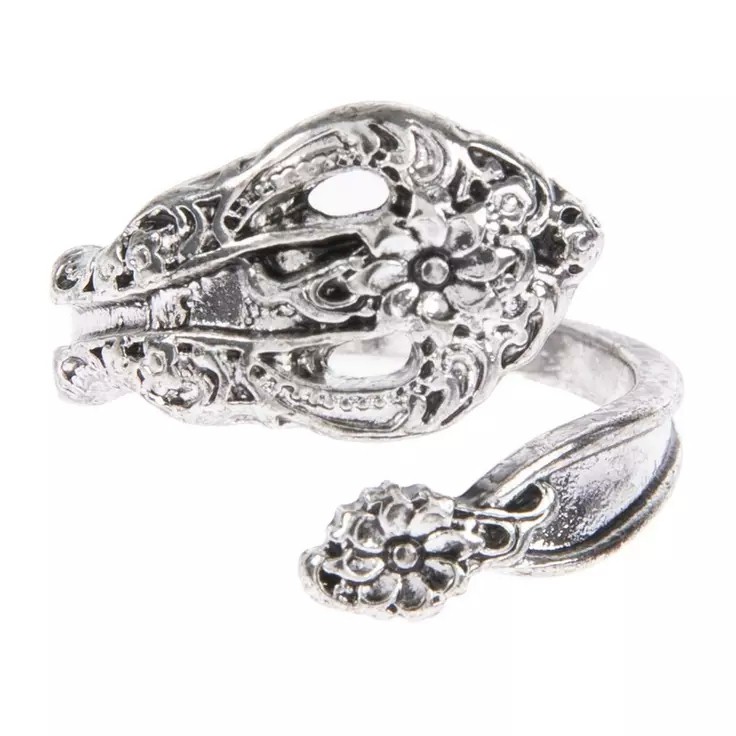 Ornate Split Floral Spoon Ring - Intricate Design