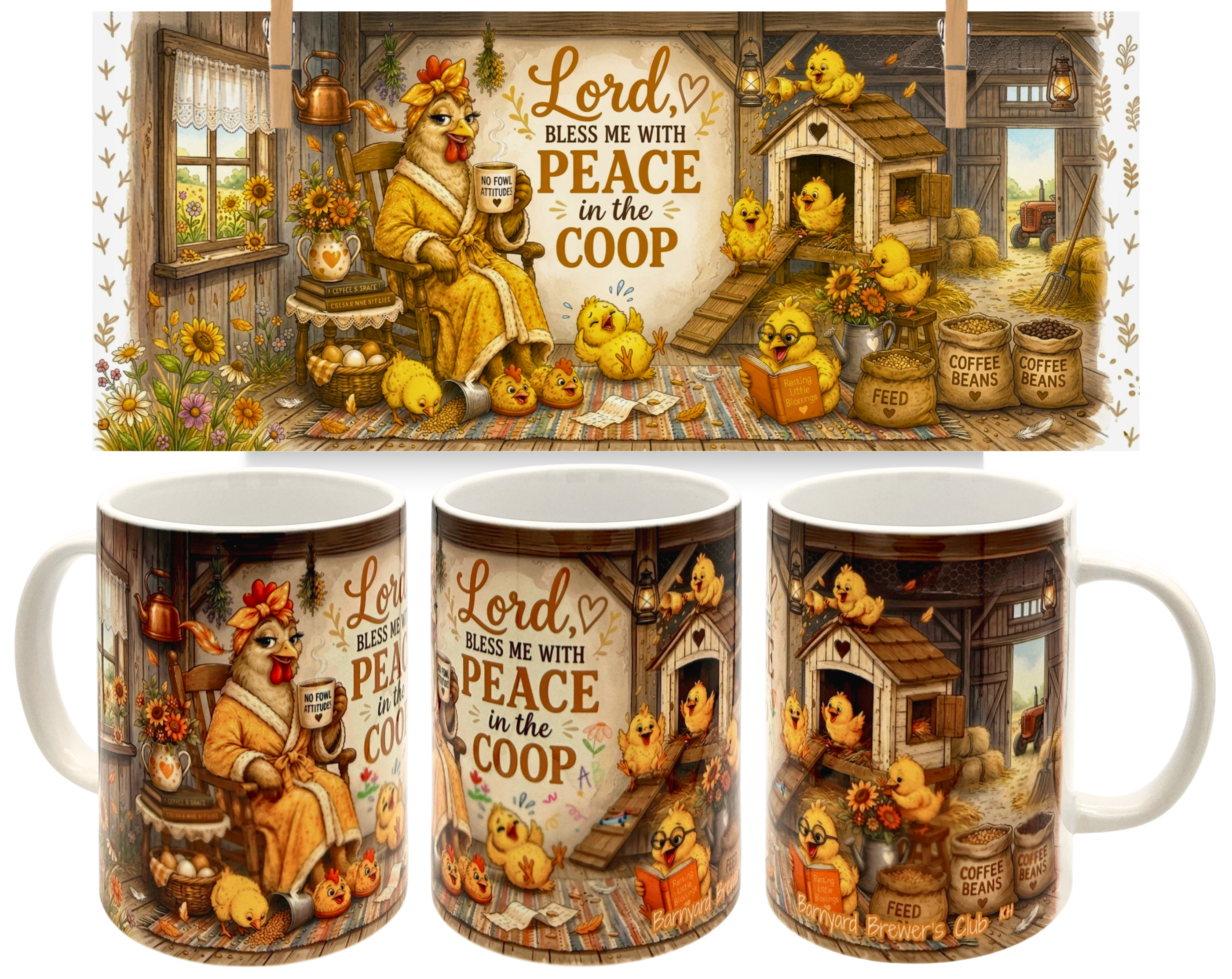  Mama Hen Coffee Mug 15oz Farmhouse Chicken Christian Gift Barnyard Brewers