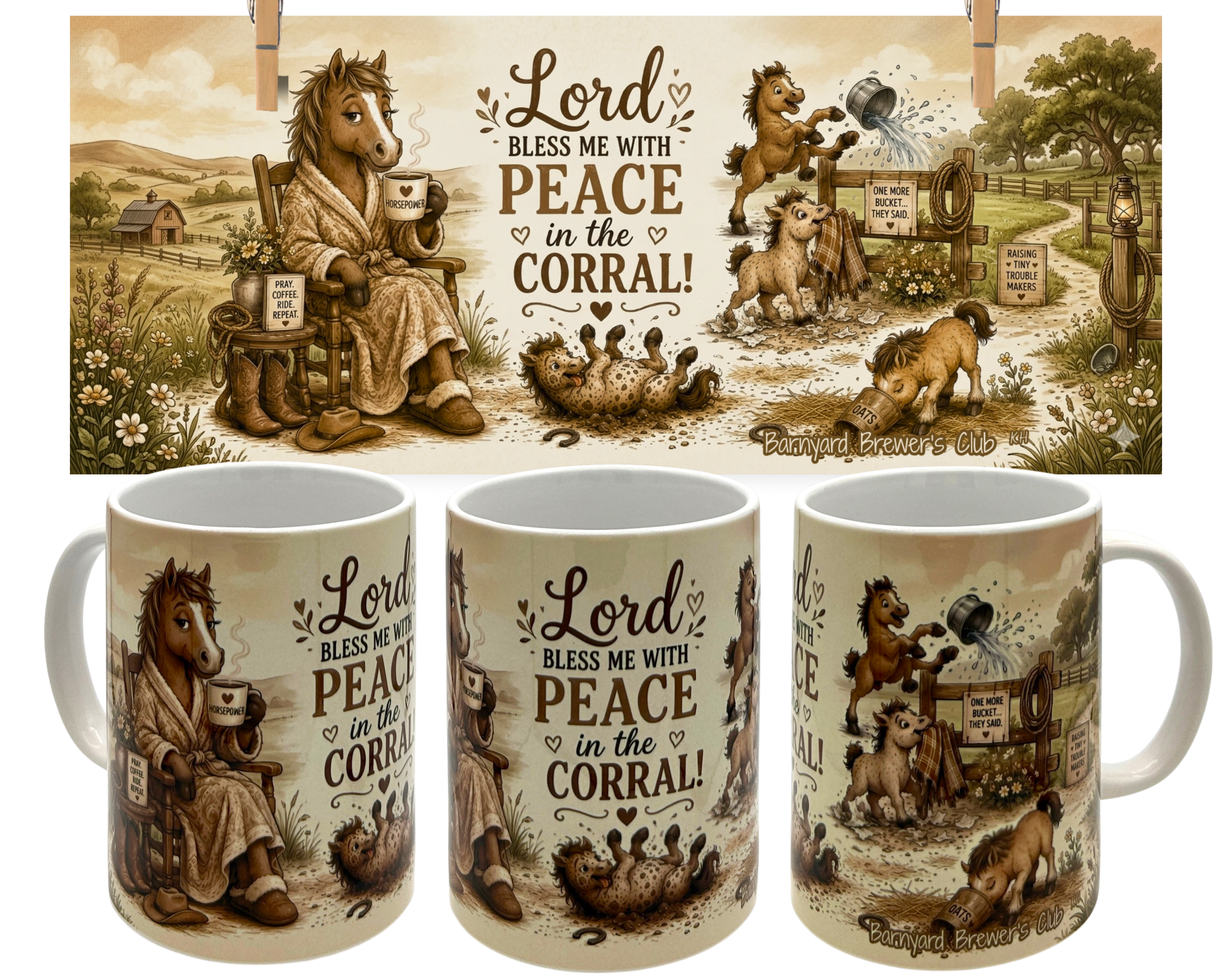  Cute Mama Horse Coffee Mug 15oz Funny Farmhouse Christian Gift Barnyard Brewers