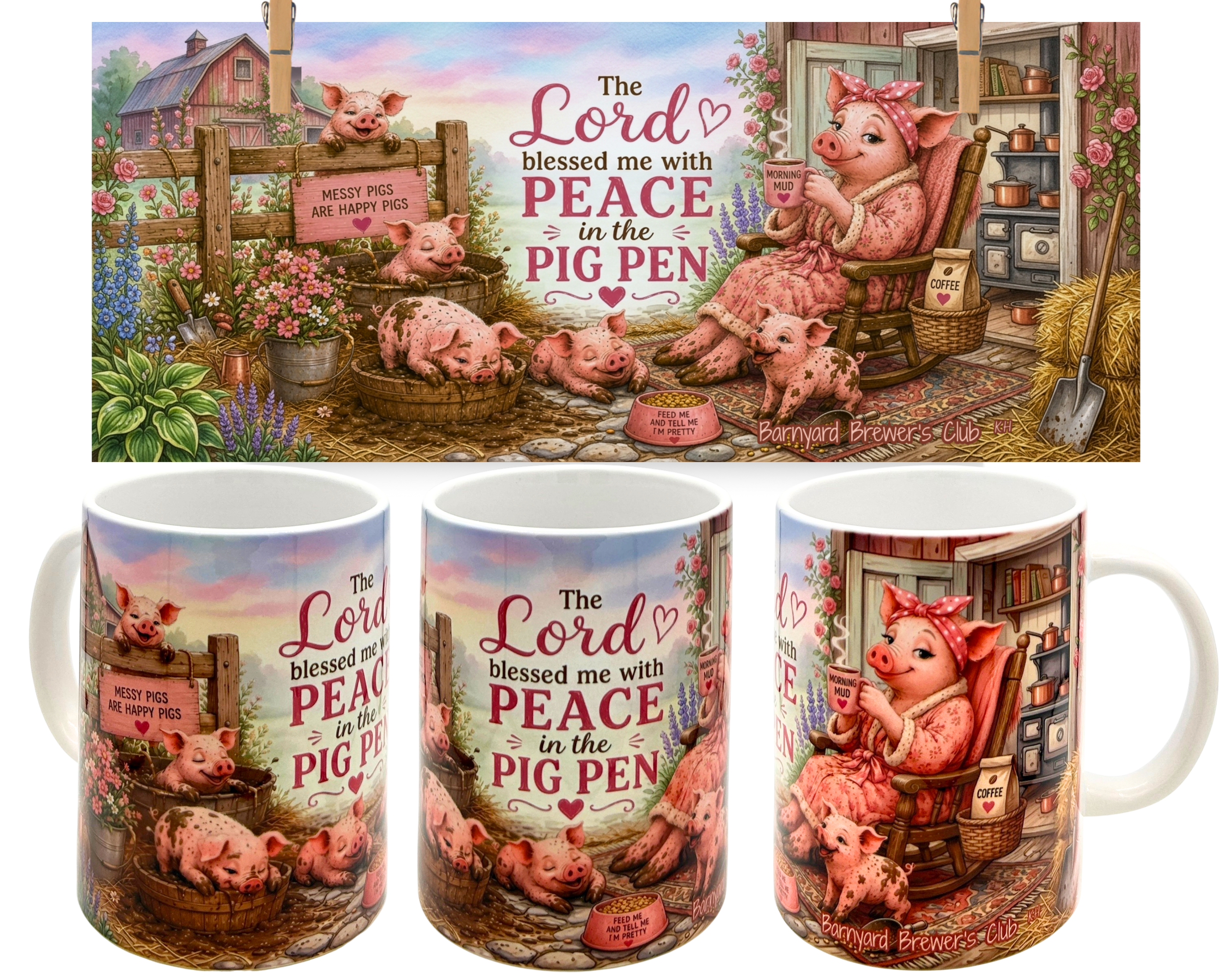 Cute Mama Pig Coffee Mug 15oz Funny Farmhouse Christian Gift Barnyard Brewers