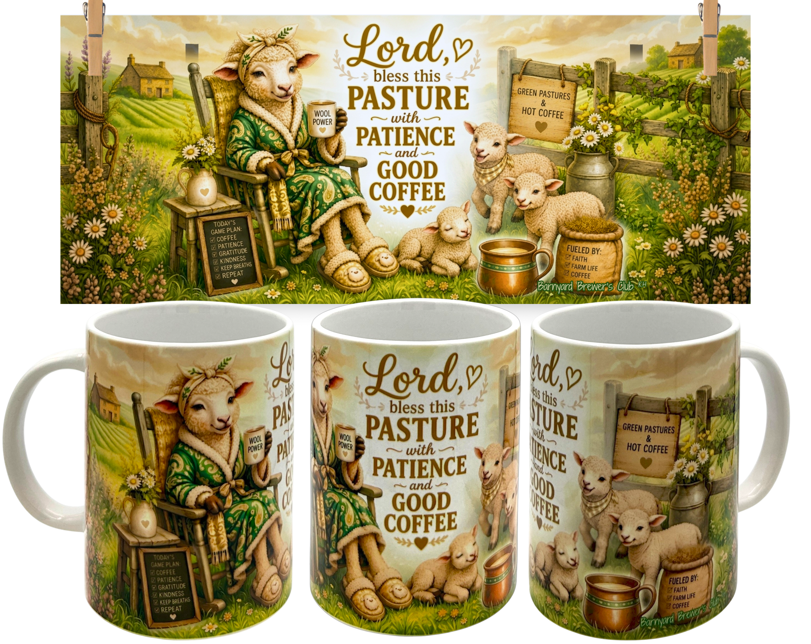  Cute Mama Sheep Coffee Mug 15oz Funny Farmhouse Christian Gift Barnyard Brewers