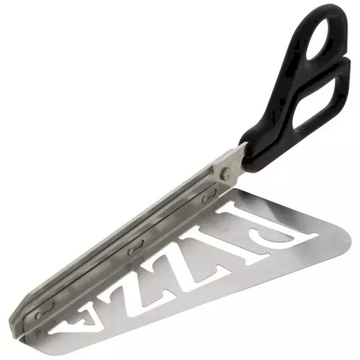 Pizza Cutter Scissors with Stainless Steel Serving Tray