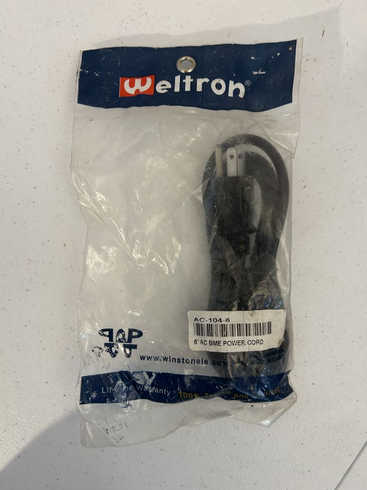 Weltron 6' AC BME Power Cord
