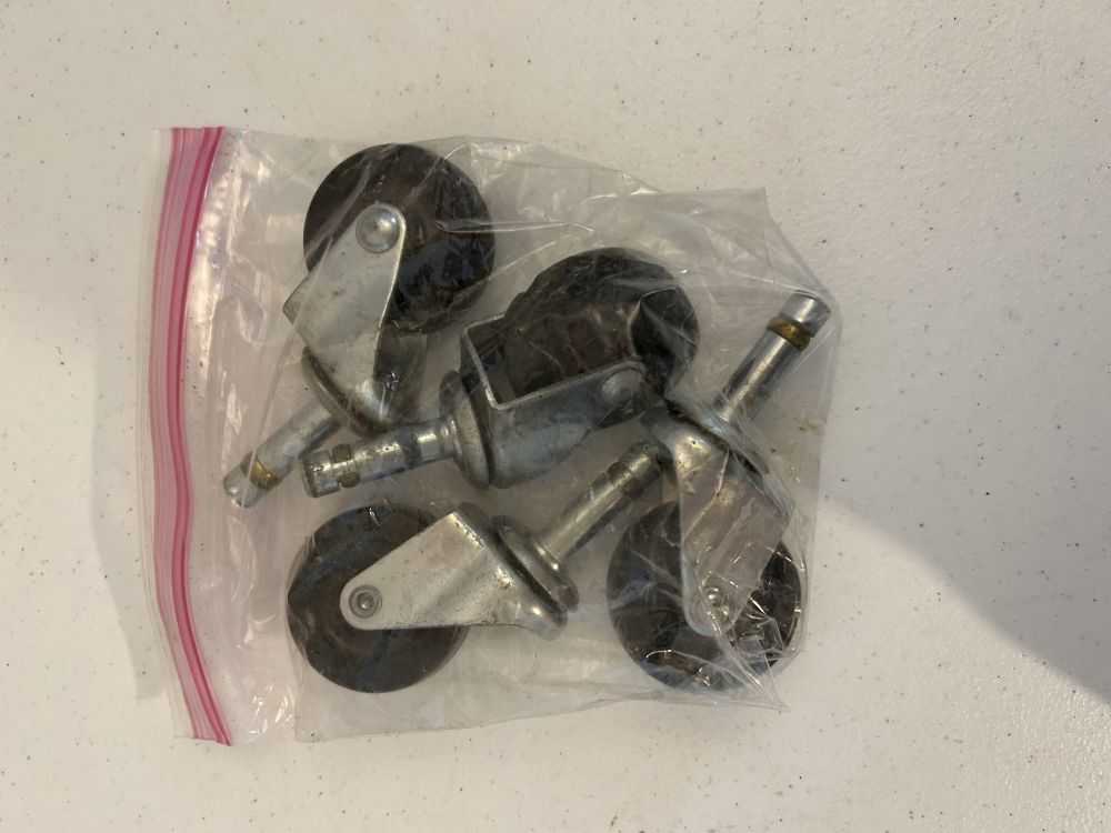 Set of 4 Metal and Plastic Office Chair Casters