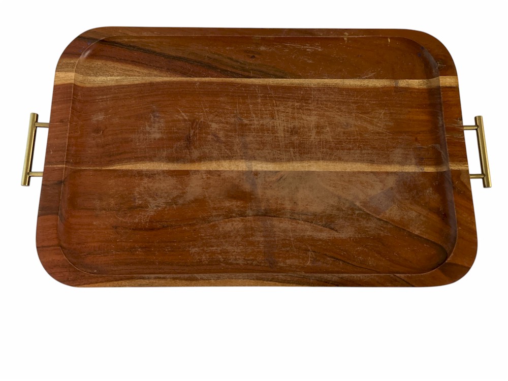 Better Homes & Gardens Acacia Tray with Gold Handles