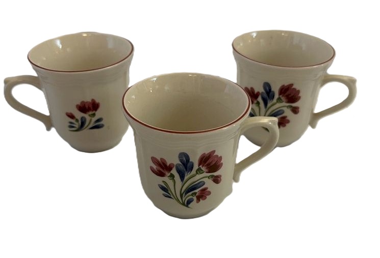 Tienshan Stoneware Floral Mugs Set of 3