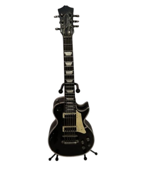 Mini guitar figurine – black with stand