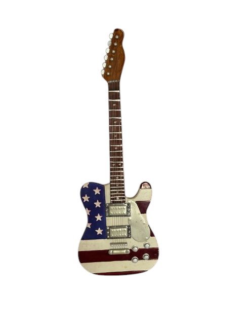 Mini guitar figurine – USA flag design with stand