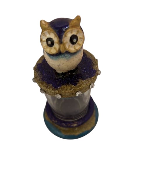 Glitter owl trinket jar – purple and gold