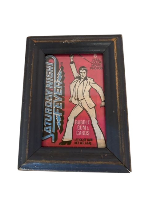 Framed vintage “Saturday Night Fever” gum card