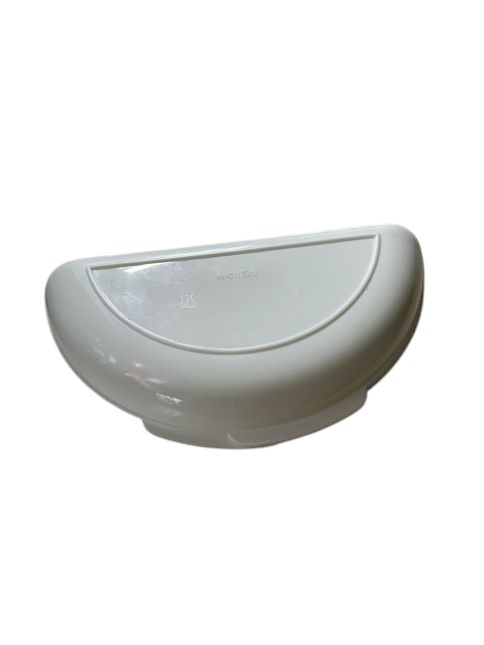 White plastic half-moon egg cooker