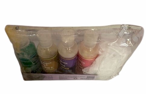 Travel-size toiletries kit – assorted bottles